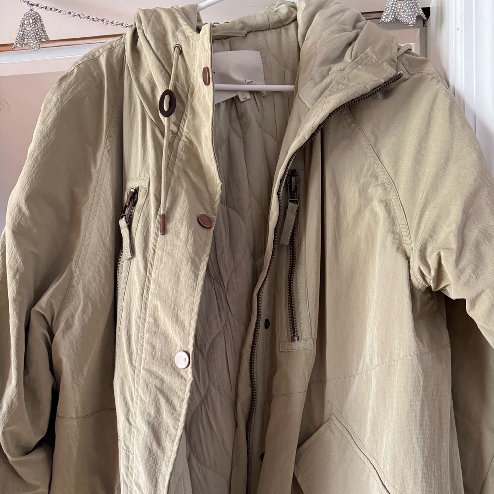 Anthropologie Pilcro long quilted coat with hood